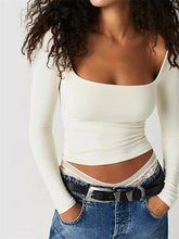 Square Neck Slim Fit Casual Female Basic T shirts