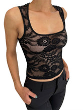 Summer Sleeveless Square Neck Low Cut Mesh See Through Lace Casual Slim Mini Vest Crop Top