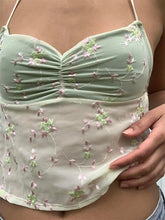 Backless Floral Vintage Halter Tie Up Off Shoulder Camisole Cute Mini Streetwear Crop Top