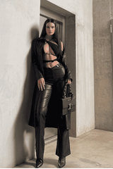 Hollow one-shoulder long-sleeved top