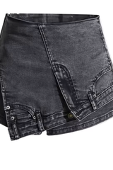Denim stitching irregular washed old skirt
