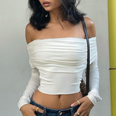 Off Shoulder Slim Fit Crop Top