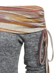 Convertible Striped Foldover Elegant Off Shoulder Knitted Dresses