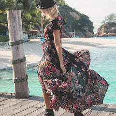 DeRuiLaDy New Summer Boho Beach Maxi Dress