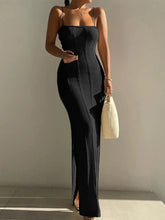 Deioao Spaghetti Strap Knitted Bodycon Maxi Dress