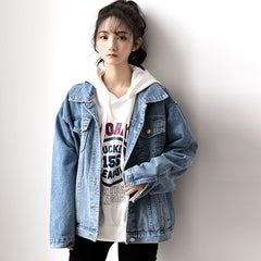 Denim Oversize Turn down Collar Jacket