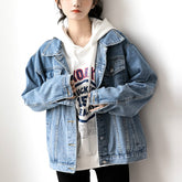 Denim Oversize Turn down Collar Jacket