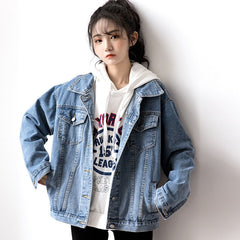 Denim Oversize Turn down Collar Jacket