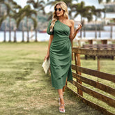 Design Sense Elegant Shoulder Midi Dresses