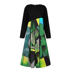 Chic V Neck Spring Summer Loose Casual Ruffle A Line Floral Printed Bohemian Beach Dress