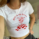 Causal Short Sleeved Y2K Baby Tee for