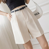 Casual Solid Color High Waist Zipper Shorts