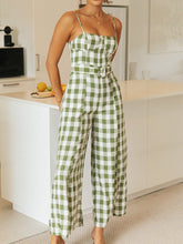 Vintage Belt Gingham Print Jumpsuit