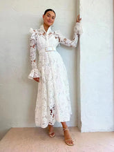 French Temperament Water Soluble Single Breasted Lace Dress