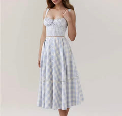 Patchwork Spliced Tie Up Strap Maxi Dress