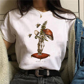 Funny Mushroom Print T shirt Women's Fashion Versatile Top T shirt