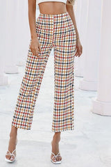 Houndstooth Straight Leg Pants