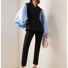 Blouse and pant patch vest suit