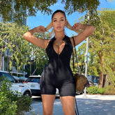Sleeveless Zipper Backless Romper