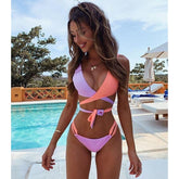 Crisscross lace bikini