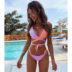 Crisscross lace bikini