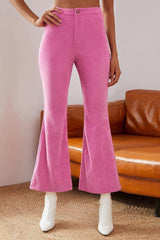 High Waist Flare Leg Cord Pants