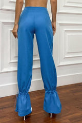 High Waist Drawstring Stacked Pants