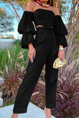 Cotton and linen one-shoulder casual suit