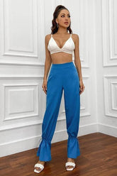 High Waist Drawstring Stacked Pants