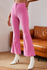 High Waist Flare Leg Cord Pants