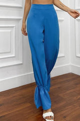High Waist Drawstring Stacked Pants