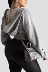 elastic waistband loose hooded