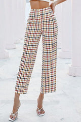 Houndstooth Straight Leg Pants