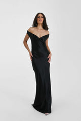 Fishtail High-End Satin Temperament Off-Shoulder Dress