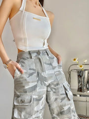 Camouflage Cargo Y2K Streetwear Hippie Wide Leg Pockets Pant