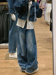 Distressed Blue Baggy Vintage 90s Wide Leg Denim Y2K Pant