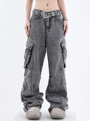 Grunge Cargo Wide Baggy Vintage Oversize Denim Distressed Pant