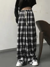 Oversize Plaid Korean Fashion Checked For Female Wide Leg Pant