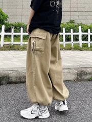Khaki Oversize Cargo Harajuku Streetwear Wide Leg Pant