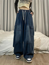 Harajuku Vintage Blue Cargo Oversize Y2K Grunge Black Wide Leg Pant