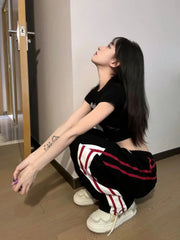 Vintage Star Baggy Y2K Retro Striped Sweatpants Pant