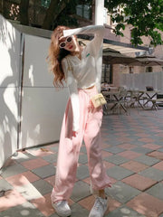 Pink Jogging Sweatpants Kawaii Cute Letter Print Oversize Pant