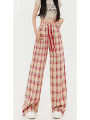 Red Plaid Y2K Korean Style Oversize Checked Baggy Sweatpants