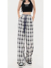 Red Plaid Y2K Korean Style Oversize Checked Baggy Sweatpants