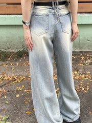 Blue Baggy Kpop Y2K Vintage Distressed Streetwear Oversize Wide Leg Pant