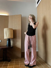 Pink Striped Wide Leg Korean Vintage Baggy Sweatpants