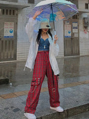 Punk Chain Cargo Harajuku Goth Plaid Pant