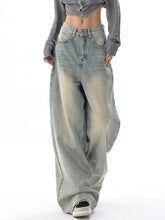Retro Distressed Blue Baggy Y2k Grunge Wide Leg Denim Pant