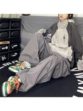 Gray Parachute Y2K Retro Hippie Baggy Streetwear Oversize Wide Leg Cargo Pant