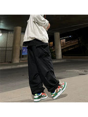 Gray Parachute Y2K Retro Hippie Baggy Streetwear Oversize Wide Leg Cargo Pant